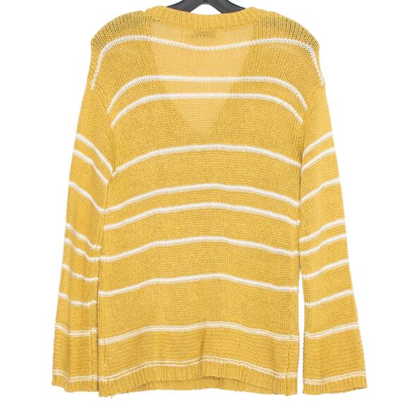 Greylin Womens Sweater V Neck Stripe Long Sleeve Anthro Mustard Yellow Small EC - Picture 2 of 5